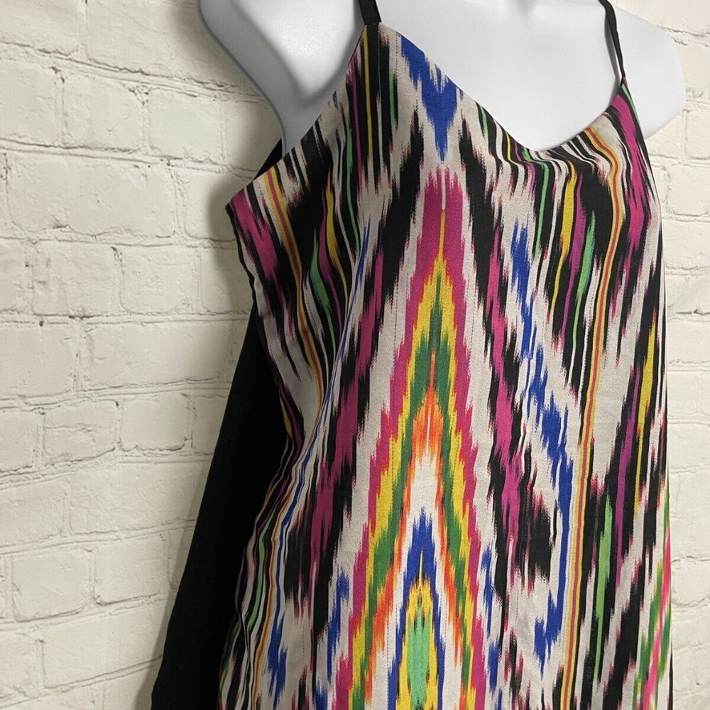 Warehouse women size 12 black streak strap sleeve lined blouse - Picture 2 of 8